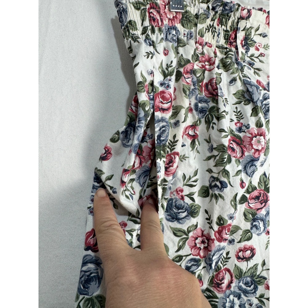 Capacity Vintage Floral Flowy Shorts Womens Large Cotton High Waist‎ Pink Blue L - Picture 5 of 7